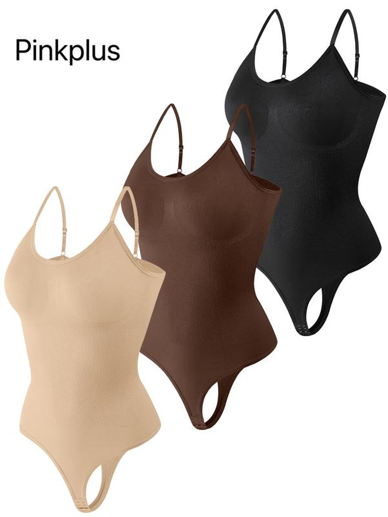 Pinkplus Thong Bodysuit Seamless Covered Bust Jumpsuit Fit Comfort Slimming Womens Wear Breathable Hip